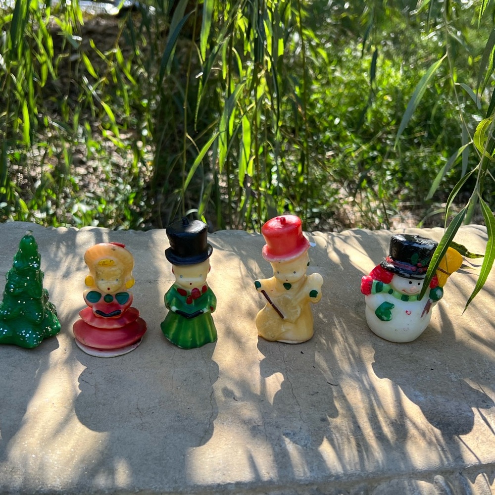 Jasco Vintage Christmas Candles ~Festive Figurine Set --Excellent Condition